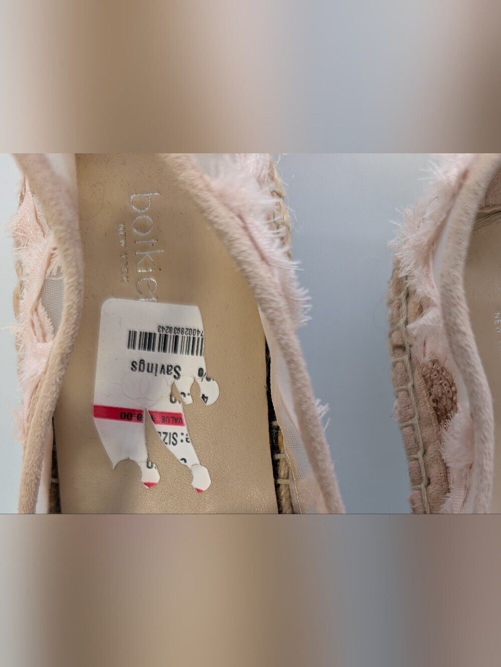 Botkier Blush/Floral Mesh & Sequin Espadrille Slip-Ons Size 8M - Picture 10 of 13